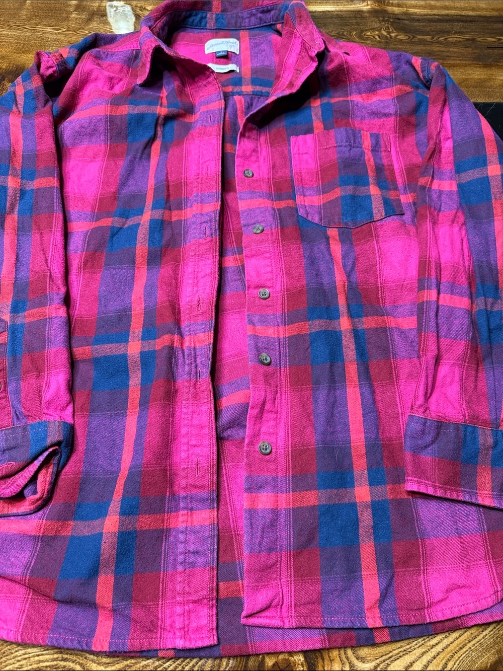 Universal Thread Pink and Blue Plaid Button-Down Shirt
